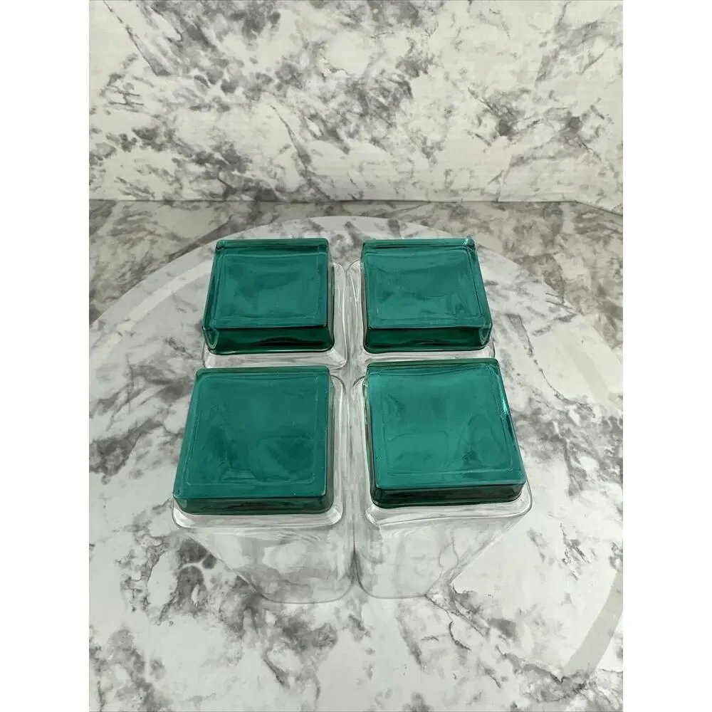 Luigi Bormioli Van Gogh Aqua Green Base Highball Square Glass‎ Set of 4
